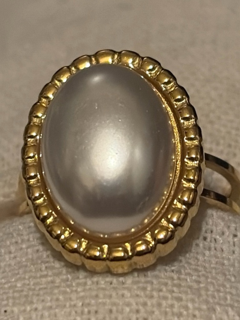 Gold-Tone Pearl Oval Statement Ring - Women's Jewelry